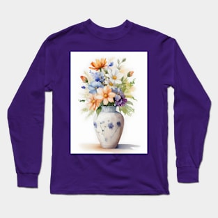 Watercolor Vase of Flowers Long Sleeve T-Shirt